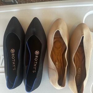 Rothy's Women's Black and Chelsea Crew Tan Flats